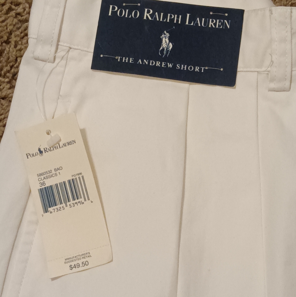 NWT Polo Ralph Lauren white men shorts size 36